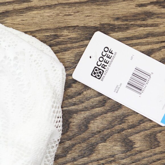 NWT Coco Reef Bra Sized Underwire Tankini Top Swim Wild Palm Crochet White 36D - Picture 6 of 7